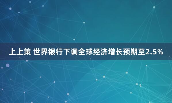 上上策 世界银行下调全球经济增长预期至2.5%